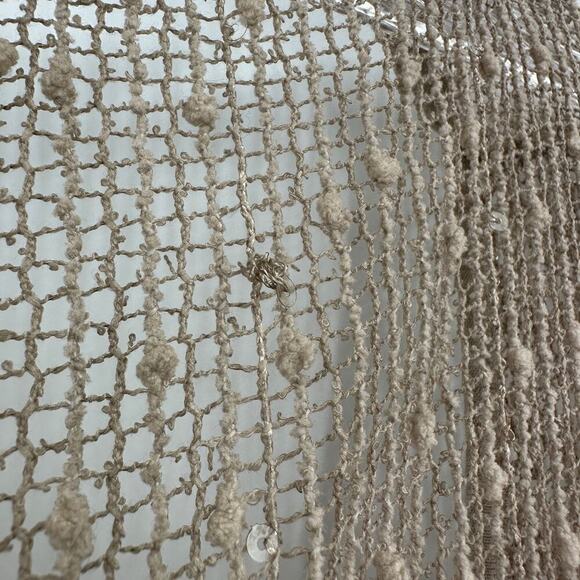 Lagenlook Tan Scoop Neck Embroidered Crochet Tassel Cover-Up Tank Top One Size - Picture 4 of 10